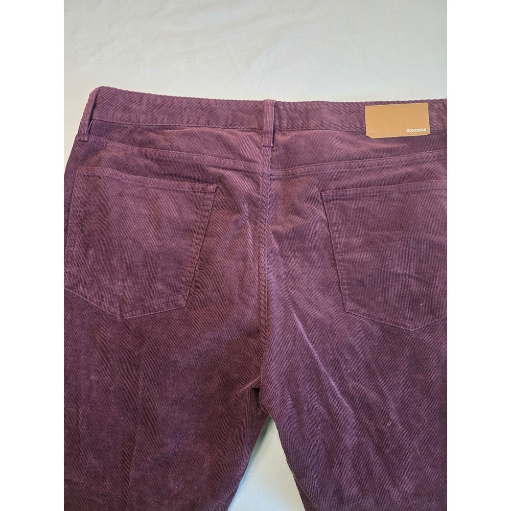 Bonobos Slim Fit Corduroy Pants Mens 35x32 Burgundy Purple 5-Pocket Trousers - Picture 3 of 9